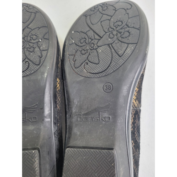 Dansko Olivia Black Gold Shoes Loafers Snake Print Comfort Shoes Women's Size 38 - Picture 13 of 13